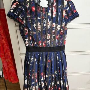 Foxiedox Navy and Red Floral Mini Dress